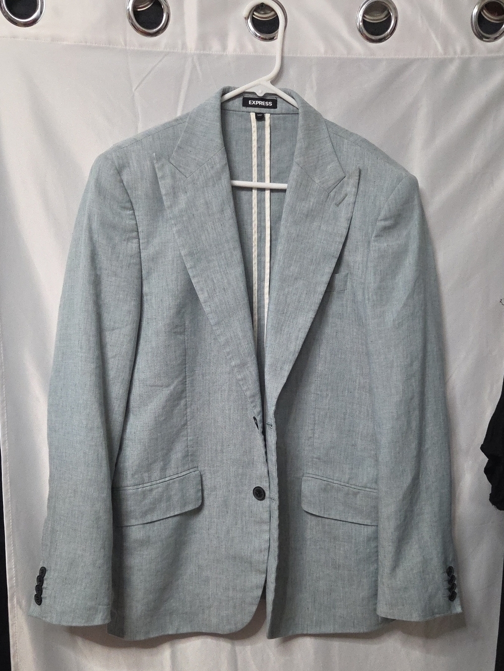 Express Men's Light Gray Blazer - Single-Breasted Linen-Blend